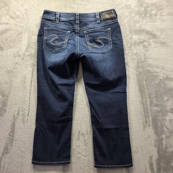 Silver Jeans Suki Capri Womens 32 Denim Super Stretch Embroidered Pockets Jeans - Picture 2 of 12